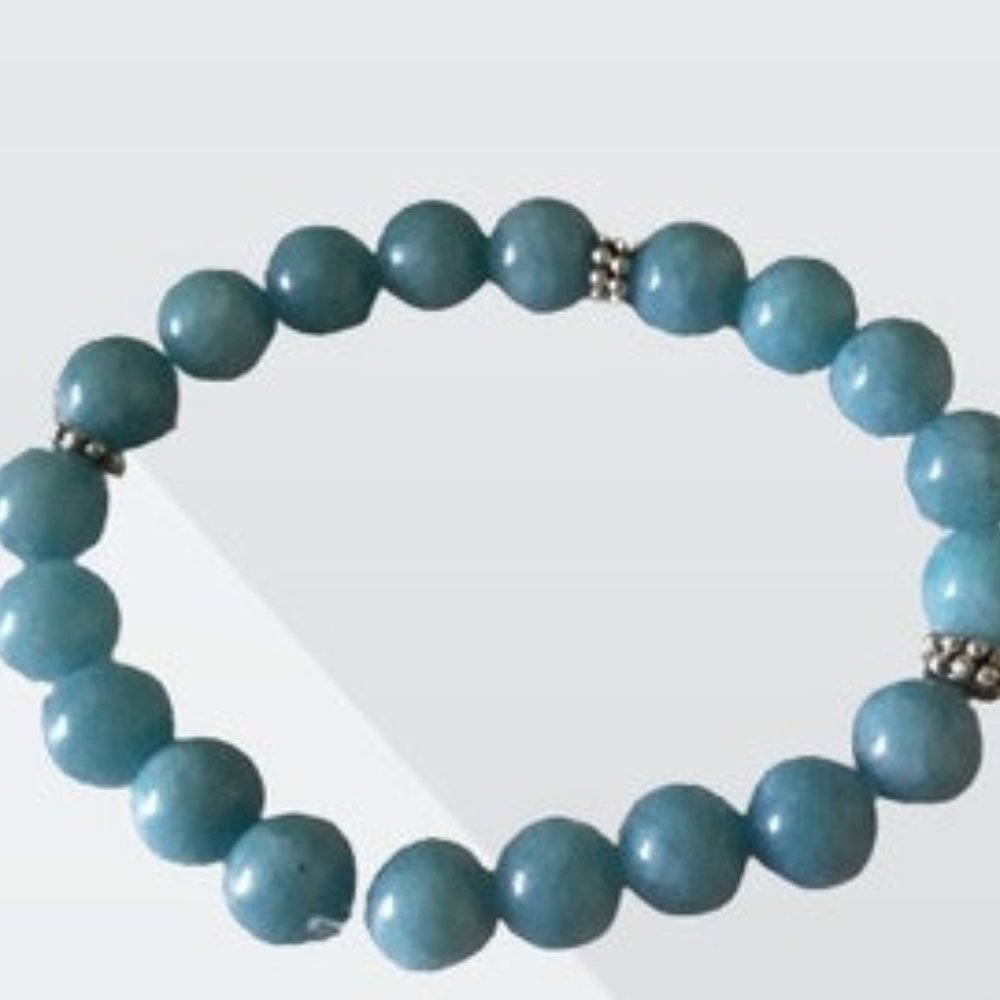 Natural Blue Chalcedony Jades Stone Beads bracelet